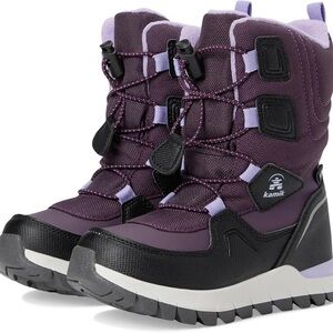 Kamik Purple Kids Waterproof Snow Boots with Easy Pull Tabs